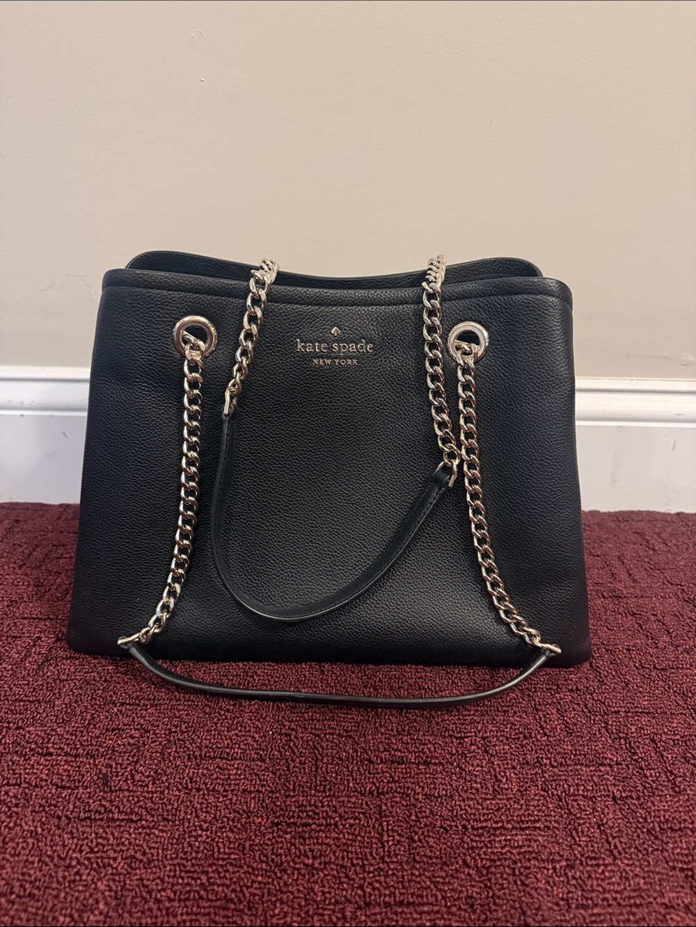 kate spade Black Pebbled Leather Chain-Handle Shoulder Bag